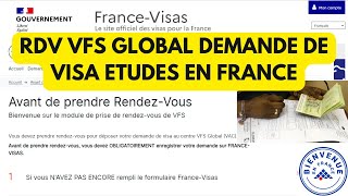 RDV VFS GLOBAL France Visa Comment Créer compte France visas Demande visa étudiant [upl. by Esilahc]