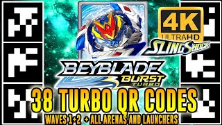 ALL 38 TURBO QR CODES BEYBLADE BURST TURBO APP WAVES 12 EM 4K [upl. by Eniamrahs]