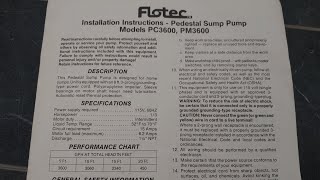 13 HP Flotec pedestal sump pump wattage usage [upl. by Sewel]