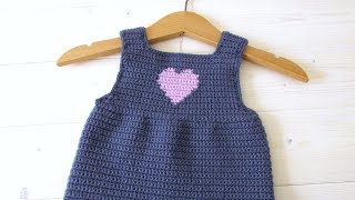 How to crochet a simple heart baby pinafore  dress [upl. by Raychel110]