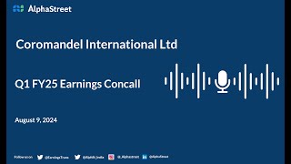 Coromandel International Ltd Q1 FY202425 Earnings Conference Call [upl. by Schoenburg]