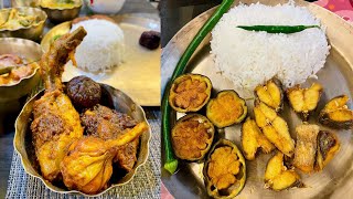 Breakfast to Lunch 🍚মাছ ভাজা থেকে রসুন কষা মুরগির মাংসছানার ডালনামাছের ঝাল🌶🧄🍗 [upl. by Eisak]