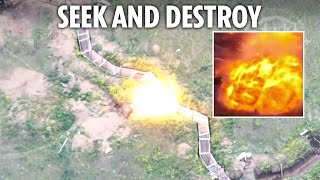 Ukrainian attack drones destroy Russian trench hideouts in devastating wave of frontline strikes [upl. by Annaynek]