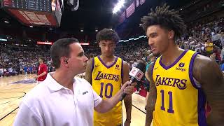 Max Christie and Jalen HoodSchifino recap Lakers’ win vs Hornets  NBA Summer League [upl. by Torrie]