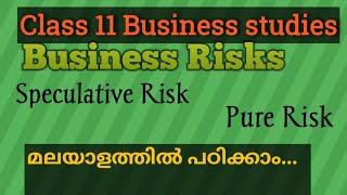 business Risk  speculative risk and pure risk class 11 Malayalam explanation [upl. by Yokoyama]