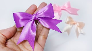 Easy Satin Ribbon Bow In 2 Minutes 🎀 [upl. by Juni]