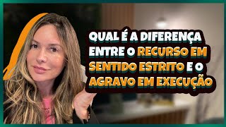 Qual é a diferença entre o Recurso em Sentido Estrito e o Agravo em Execução [upl. by Arvo]