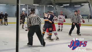 Slough Jets Vs Romford Raiders Lewis English fights George Gell in NIHL [upl. by Trask]