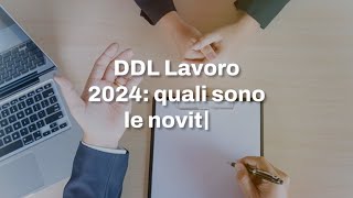 DDL Lavoro 2024 quali sono le novità [upl. by Ahtekahs]