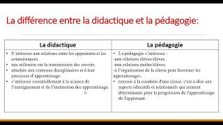 la différence entre la didactique et la pédagogie الفرق بين الديداكتيك و البيداغوجيا [upl. by Sonstrom]