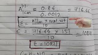 Calculation of molar absorptivity  microgramml to MolesLitre  A1 1cm to molar absorptivity [upl. by Vizza647]