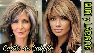 Cortes de Cabello MIDI y SemiLARGOS DESFILADOS▪︎DESPUNTADOS▪︎y en CAPAS para MUJERES 2024 [upl. by Yednarb]