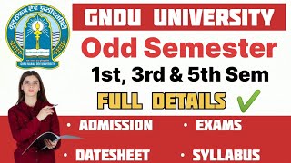 GNDU Odd Semester 2023 Full Details  Gndu 1st 3rd amp 5th Semester  Exams  Datesheet  Admission [upl. by Sparke]