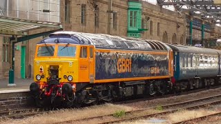 NEW GBRF Liveried CLASS 57s With Railtour Coaches AND A Royal Mail Train  21624 [upl. by Oetsira743]