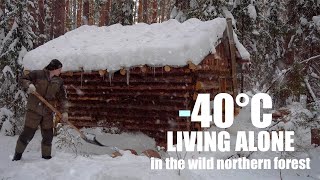 SURVIVE THE WINTER IN A SMALL COZY LOG CABINDocumentary [upl. by Mailliw]