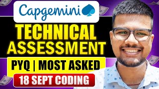 Capgemini 18 Sept Technical Assessment Solved  Previous Year Questions Included [upl. by Llenrev]