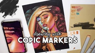 How to Draw with Copic Markers  speed drawing chat with me [upl. by Elleinwad]