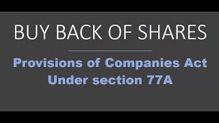 Buy Back Of Shares  Legal provisions under companies act 2013  Corporate Accounting [upl. by Selia127]