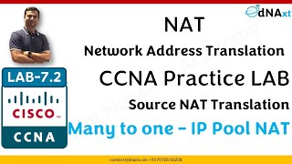 CCNA Practice LAB 72  NAT Source address translation with public IP pool [upl. by Ahtis]