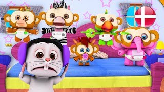 Fem Små Aber  Børns musik  Børnerim  Nursery Rhymes in Danish  Five Little Monkeys [upl. by Ittocs76]