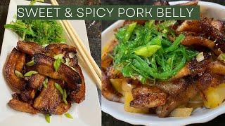 Sweet amp Spicy Pork Belly  is loaded with great flavors pair with potato or seaweed salad shorts [upl. by Ahsimat706]