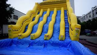 Giant Triple Lane Inflatable Water Slide With Pool [upl. by Natascha]