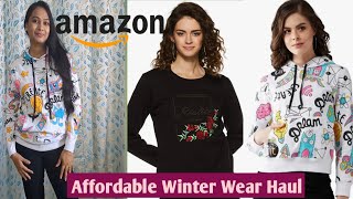 ✨Amazon affordable winter wear haul under 599rs✨ cute sweatshirts  Trending for collegeoffice [upl. by Eibreh]