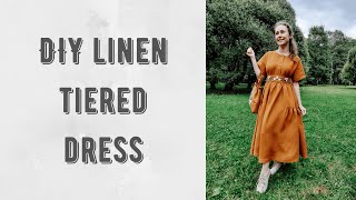 How To Sew A Tiered Maxi Linen Dress [upl. by Akeit983]