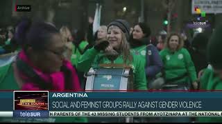 March against gender violence is held in Argentina [upl. by Picker]