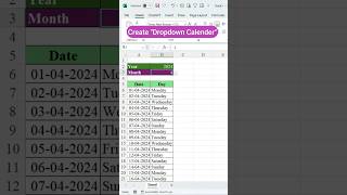 Make a simple dropdown calendar in excel [upl. by Lehcyar834]