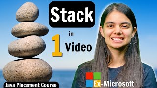 Stack Data Structure in One Video  Java Placement Course [upl. by Anerbas286]