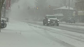 Lake effect snowfall heads into New York the Southern Tier [upl. by Brod854]