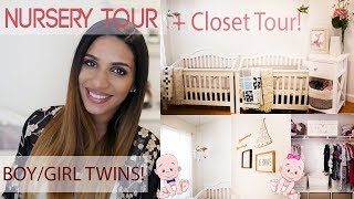 TWINS NURSERY TOUR  CLOSET TOUR  BOYGIRL DECOR  TWINZ PILLOW  SNUGGLE ME ORGANIC [upl. by Rama345]