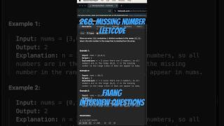 Leetcode 268  Missing Number [upl. by Iadam]