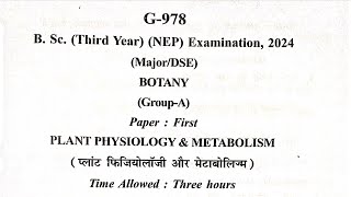 BSc Third Year👉Botany GroupA Major01📌Plant Physiology amp Metabolism📌Vikram University 03May2024 [upl. by Euginomod]