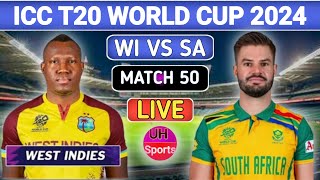 ICC T20 World Cup 2024  West Indies Vs South Africa Match 50 Live Commentary  WI Vs SA Live SA IN [upl. by Attekal500]