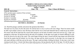 CLASS7 ENGLISH  Annual Exam 2024 Sample Question Paper TERM2  KV CBSE  Kendriya Vidyalaya [upl. by Artep]