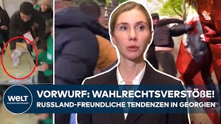 WAHL IN GEORGIEN Antieuropäische Regierungspartei zum Sieger erklärt  Opposition sieht Verstöße [upl. by Arimlede]