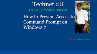 How to Prevent Access to Command Prompt In Windows 7 [upl. by Taft]