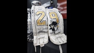 Game Worn Exchange MarcAndre Fleury Goalie Pads Game Used 201011 Pittsburgh Penguins [upl. by Willard]