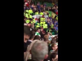 Celtic v linfield linfield fans after they tried but failed to reach the Celtic end [upl. by Graig]