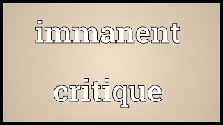 Immanent critique Meaning [upl. by Lovmilla]