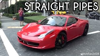 Ferrari 458 Italia w Straight Pipes  Loud Acceleration in Town [upl. by Aihtak]