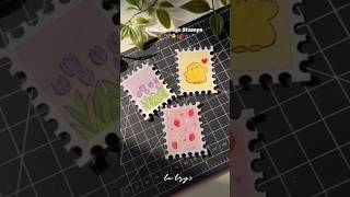 Aesthetic 🌷🍓🐥Postage stamp ideas 😯 youtubeshorts shorts painting [upl. by Ecinwahs]