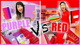 BACK TO SCHOOL SHOPPING CHALLENGE PURPLE VS RED school supplies haul [upl. by Ateloj]