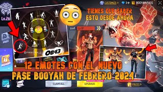 ¡ANALIZANDO EL PASE BOOYAH DE FEBRERO 2024 COMPLETO 4 ESPACIOS PARA EMOTES ¿Vale la pena FREE FIRE [upl. by Ahsinra]