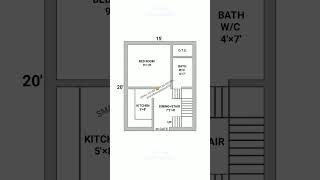 15×20 house design  1520 small house  15×20 house plan 1bhk  smallhouse houseplan shortvideo [upl. by Aneleairam]