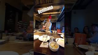 Hibachi chef juggling utensils tricks hibachi benihana [upl. by Clea932]