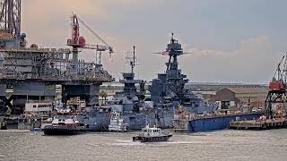 USS Texas from Galveston Harbor Cam on SaltwaterRecon [upl. by Saravat]