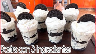 Chessecake de OREO con 3 INGREDIENTES en vasos individuales fácil y económico [upl. by Dulcinea489]